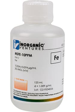 Inorganic Ventures 10µg/mL IRON 125mL, Quantity: Each of 1