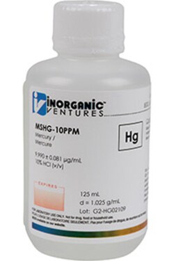 Inorganic Ventures 10µg/mL MERCURY HCl 125mL, Quantity: Each of 1