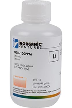 Inorganic Ventures 100µg/mL LITHIUM 125mL