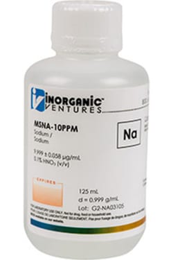 Inorganic Ventures 10µg/mL SODIUM 125mL, Quantity: Each of 1