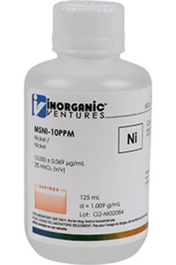Inorganic Ventures 10µg/mL NICKEL 125mL, Quantity: Each of 1