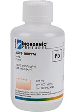 Inorganic Ventures 100µg/mL LEAD 125mL, Quantity: Each of 1