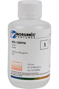 Inorganic Ventures 100µg/mL SULFUR 125mL, Quantity: Each of 1
