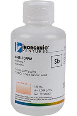 Inorganic Ventures 10µg/mL ANTIMONY 125mL, Quantity: Each of 1