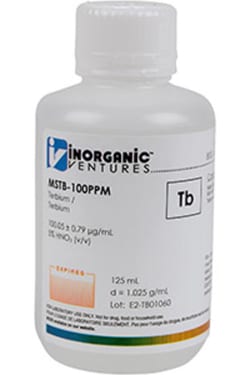 Inorganic Ventures 100µg/mL TERBIUM 125mL, Quantity: Each of 1