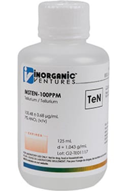 Inorganic Ventures&nbsp;100µg/mL TELLURIUM 125mL