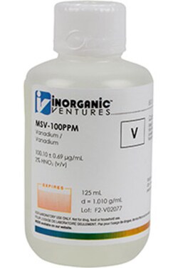 Inorganic Ventures 100µg/mL VANADIUM 125mL, Quantity: Each of 1