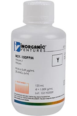 Inorganic Ventures 100µg/mL YTTRIUM 125mL, Quantity: Each of 1