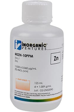 Inorganic Ventures 10µg/mL ZINC 125mL