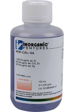 Inorganic Ventures 200.7WW CAL SOLUTION 4A 125mL, Quantity: Each of 1