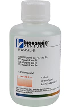 Inorganic Ventures 200.7WW CAL SOLUTION 5 125mL, Quantity: Each of 1