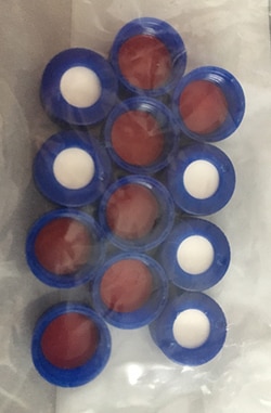 Leap PAL Parts La-Pha-Pack , Cap, 9mm, Blue, Screw, Non-slit 1.0mm White Silicone/Red PTFE, La-Pha-Pack , 100 Pack. Made in Germany.