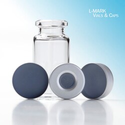 Trajan Scientific&nbsp;L-MARK Brand  Cap Crimp 20 mm Headspace PTFE/Gray Butyl, 100 Pack