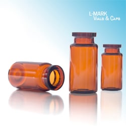 Leap PAL Parts L-MARK Brand Vial, 10.0 mL, Amber, Headspace, 20mm Crimp,