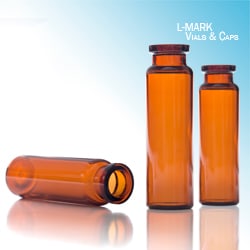 Leap PAL Parts L-MARK Brand  Vial, 20.0 mL, Amber, Headspace, 20mm Crimp, 22.6x75, 100 Pack