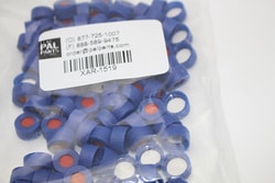 Leap PAL Parts Cap Blue Screw 9mm Septa PTFE/Red Rubber, 100 Pack