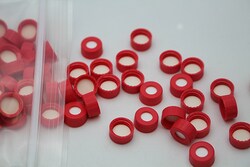 Leap PAL Parts Red Screw Cap 9mm Septa PTFE/Silicone, 100 Pack