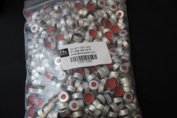 Leap PAL Parts Cap Crimp 11mm Aluminum Septa PTFE/Red Rubber, 100 Pack