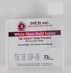 IMEB, Inc Tek-Select Gold Series Microscope Slides, Clear Glass, 90 deg. Corners, White, 20 Boxes of 72 Slides, Total 1440 Slides per Case