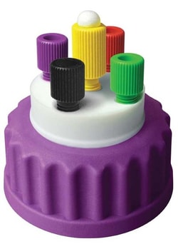 Analytical Sales Canary-Safe Cap 4, GL45, 4 Standard Tubing Ports, Quantity:
