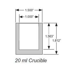 SCP Science Fusion Crucible, Cylind., 20ml HP (10), 20 ml high purity graphite