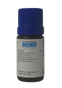 Carbosynth LLC.&nbsp;5-Bromo-4-chloro-3-indoxyl-beta-D-glucuronic acid, cyclohexylammonium salt monohydrate, 114162-64-0, MFCD00058543, 1 g