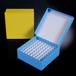 TWD Scientific LLC BioX 100-Well Hinged Cardboard Freezer Box, 2 Inch, Assorted Colors. Case of 20