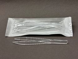 TWD Scientific LLC Forceps, Disposable, Sterile, Twd Scientific, Clear, Individual Peel Pack, Dispenser Box, Blunt Tip, Polystyrene, 100/Pack, 12 Packs/Case