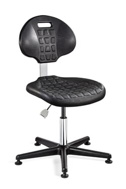 Bevco Precision Manufacturing Co Everlast Desk Height ISO 4 Cleanroom Black Polyurethane Chair; Non-Tilt; Black Nylon Base