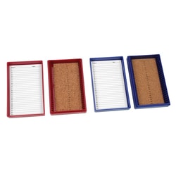 LabScientific&nbsp;25-place premium microscope slide box. Blue. Storage and transport of standard slides 1x3