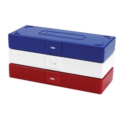 LabScientific 50-place premium microscope slide box. (Red) Durable ABS plastic box closes securely with a rust-resistant nickel-plated clasp and pin hinges. Securely stores slides in grooved, labeled slots.