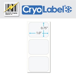 Electronic Imaging Materials Inc&nbsp;667 Vial CryoLabel 1.00 inch x 0.75 inch White, 1 inch core, 2800/roll. Good for small tubes <0.50 inch diameter.