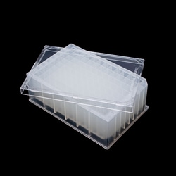 Thomson Instrument Company&nbsp;96-Well Plate, 2mL, Square Well, Pyramid Bottom, Indiv. Wrapped w/ Lid, Sterile