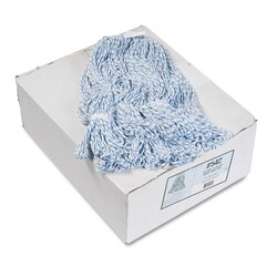 Essendant&nbsp;Mop Head, Floor Finish, Narrow, Rayon/Polyester, Medium, White/Blue, 12/Carton