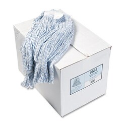 Essendant Mop Head, Floor Finish, Narrow, Rayon/Polyester, Large, White/Blue, 12/Carton