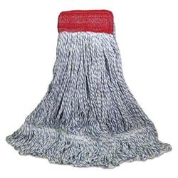 Essendant Mop Head, Floor Finish, Wide, Rayon/Polyester, Large, White/Blue, 12/Carton