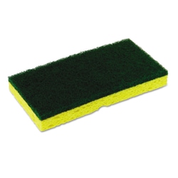 Essendant Medium-Duty Sponge N' Scrubber, 3 3/8 x 6 1/4, Yellow/Green, 3/PK, 8 PK/CT