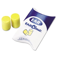 Essendant EAR Classic Earplugs, Pillow Paks, Uncorded, PVC Foam, Yellow, 200 Pairs