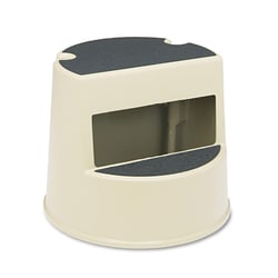 Essendant Rolling Step Stool, Curved Design, 2-Step, Retracting Casters, 16 dia. x 13.5h, Beige