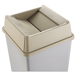 Essendant&nbsp;Untouchable Square Swing Top Lid, Plastic, 20 1/8 x 20 1/8 x 6 1/4, Beige