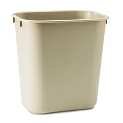 Essendant Deskside Plastic Wastebasket, Rectangular, 3 1/2 gal, Beige