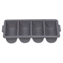 Essendant Cutlery Bin, 4 Compartments, Plastic, Gray