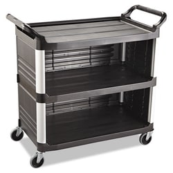 Essendant&nbsp;Xtra Utility Cart, 300-lb Cap, Three-Shelf, 20w x 40-5/8d x 37-4/5h, Black