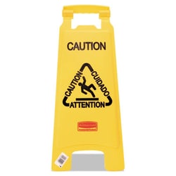 Essendant Multilingual ""Caution"" Floor Sign, Plastic, 11 x 12 x 25, Bright
