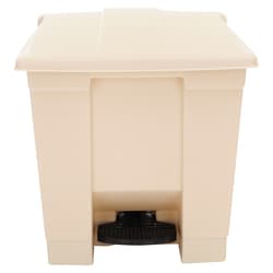 Essendant Indoor Utility Step-On Waste Container, Square, Plastic, 8gal, Beige