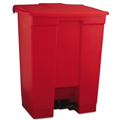Essendant Indoor Utility Step-On Waste Container, Rectangular, Plastic, 18gal, Red