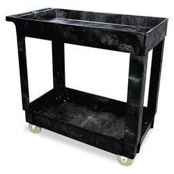 Essendant&nbsp;Service/Utility Cart, Two-Shelf, 34 1/8w x 17 3/8d x 32 3/8h, Black