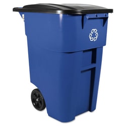 Essendant Brute Rollout Container, Square, Plastic, 50 gal, Blue