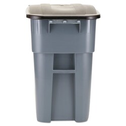 Essendant Brute Rollout Container, Square, Plastic, 50gal, Gray