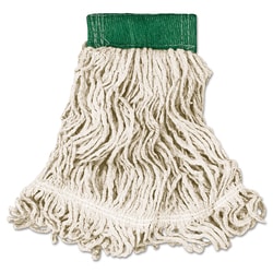 Essendant Super Stitch Looped-End Wet Mop Head, Cotton/Synthetic, Medium, Green/White